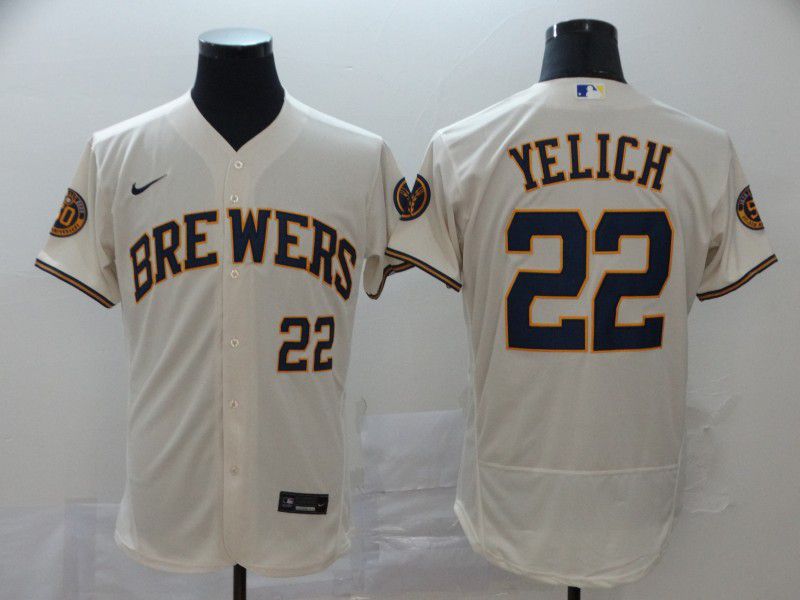 Men Milwaukee Brewers #22 Yeli Cream Nike Elite MLB Jerseys->new york yankees->MLB Jersey